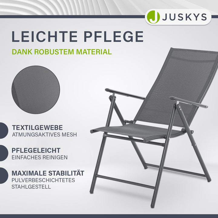 Gartenstuhl klappbar 2er Set Stahl atmungsaktiv 7-fach verstellbar - Bild 6