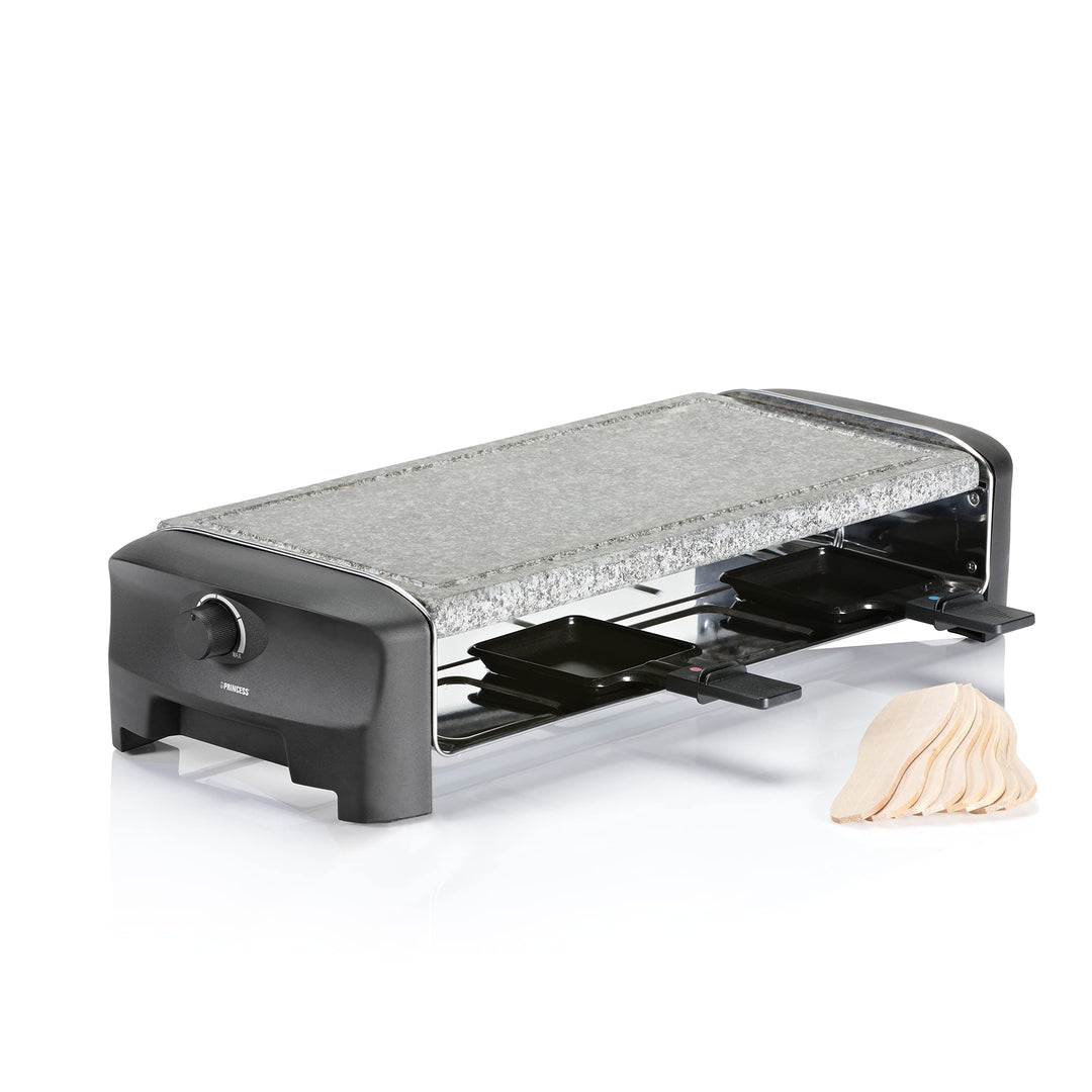 Raclette-Steingrill 1400W für 8 Personen mit Natursteinplatte