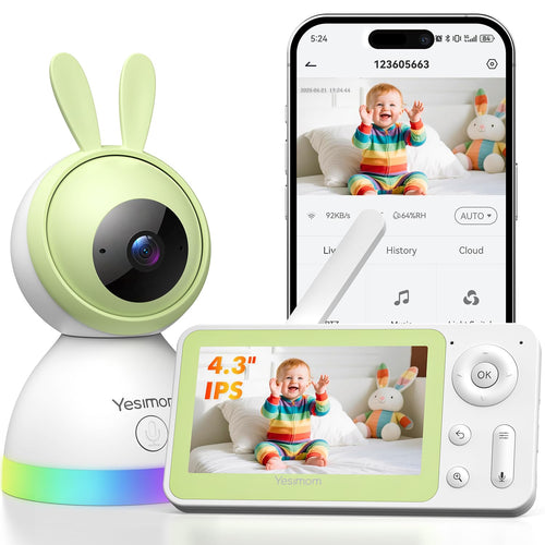 Babyphone mit Kamera 1080P HD PTZ 360° 4,3 Zoll WLAN Monitor