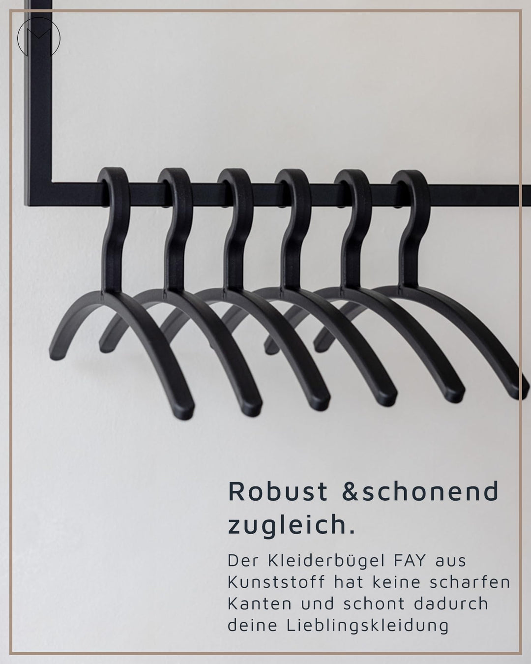 Kleiderbügel Kunststoff 6er Set Schwarz 46 cm platzsparend - Bild 3