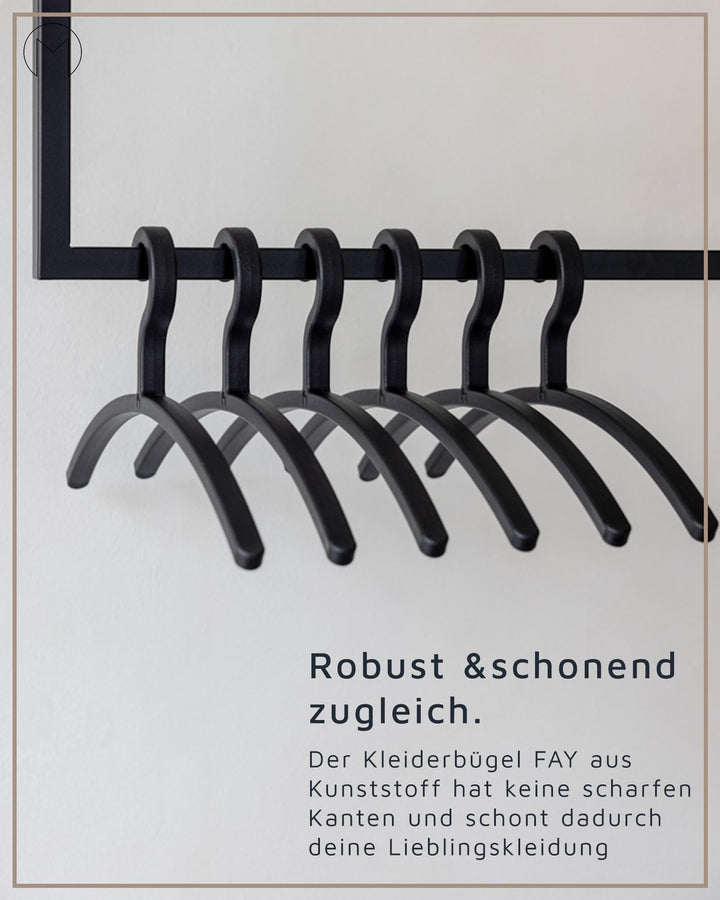 Kleiderbügel Kunststoff 6er Set Schwarz 46 cm platzsparend - Bild 3