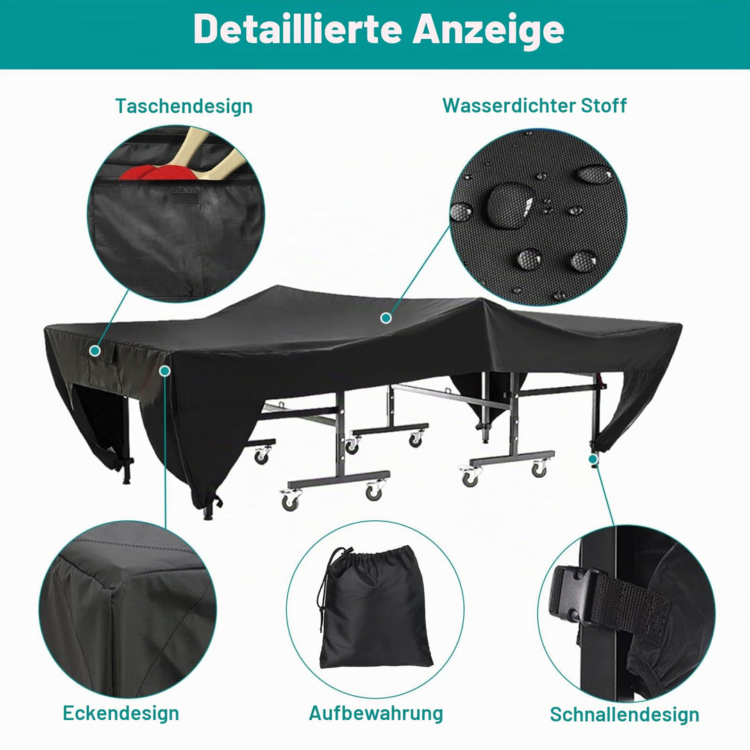 Tischtennistisch Abdeckplane Oxford wasserdicht 280x153x73cm schwarz - Bild 4