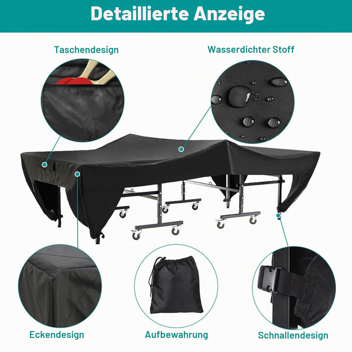 Tischtennistisch Abdeckplane Oxford wasserdicht 280x153x73cm schwarz - Bild 4