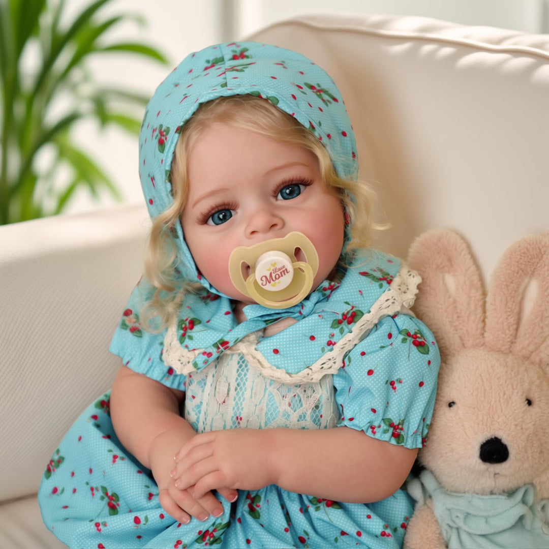 Reborn Babypuppe 45 cm Mädchen mit Stoffkörper blondes Haar - Bild 7