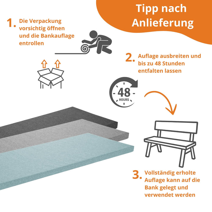 Bankauflage 140x50 cm Komfortschaum Indoor Outdoor Dunkelgrau - Bild 6