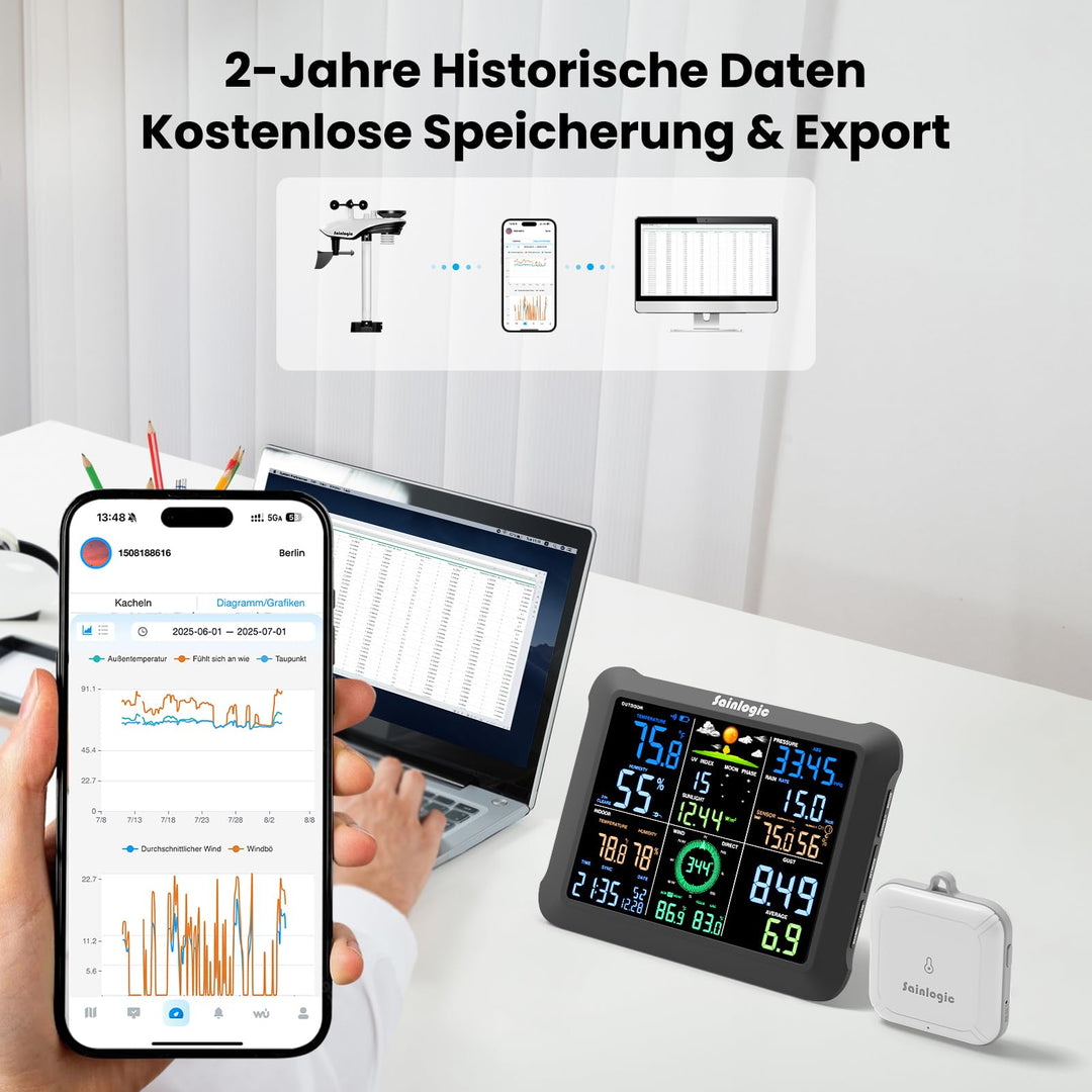 WLAN Wetterstation mit Aussensensor 14-in-1 WiFi Bluetooth App - Bild 2
