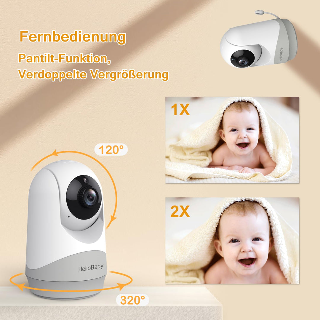 Babyphone mit Kamera 3,2-Zoll-IPS-Display ohne WLAN Nachtsicht - Bild 5