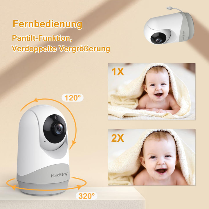 Babyphone mit Kamera 3,2-Zoll-IPS-Display ohne WLAN Nachtsicht - Bild 5