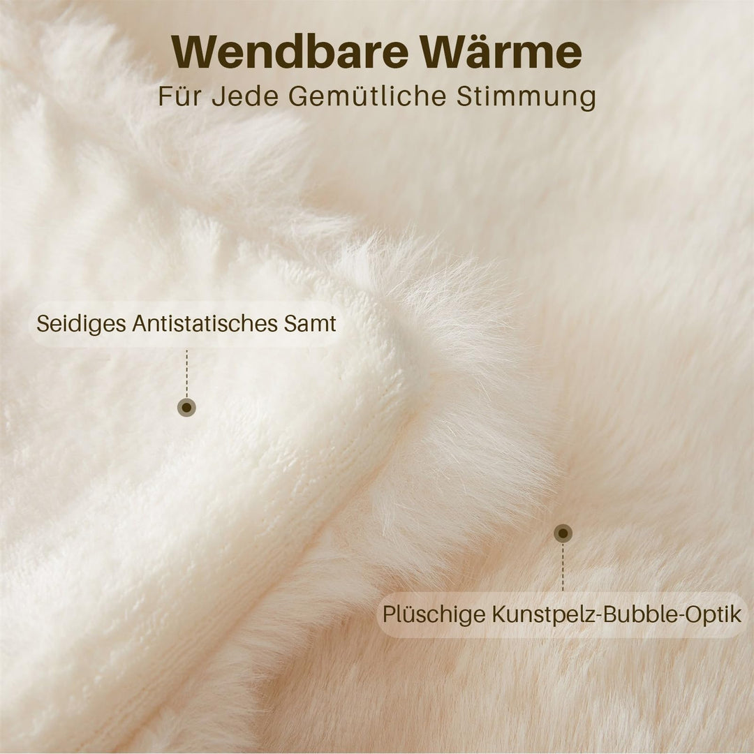 Kuscheldecke Kaninchen-Plüsch 160x200 cm Weiss 1000 g/m² - Bild 4