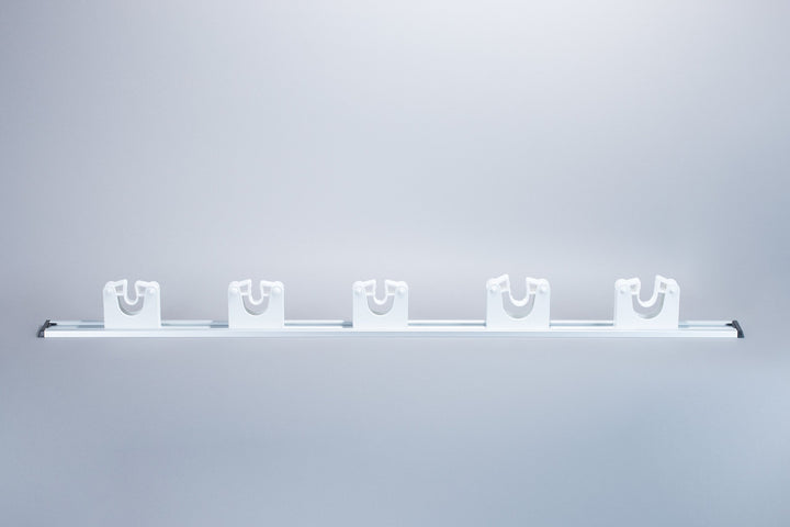 Wandhalterung Schiene Aluminium 90 cm mit 5 Haltern für Gartengeräte