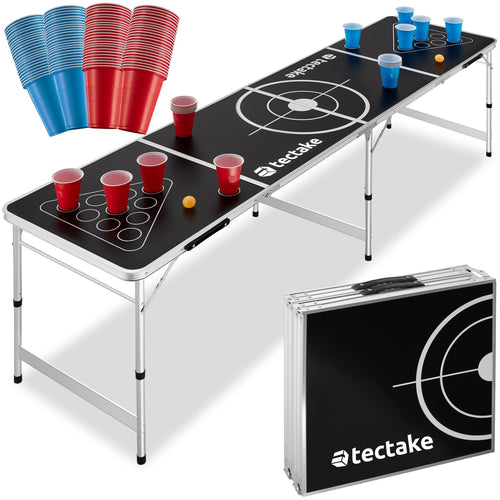Beer Pong Tisch klappbar Alu höhenverstellbar mit 100 Bechern