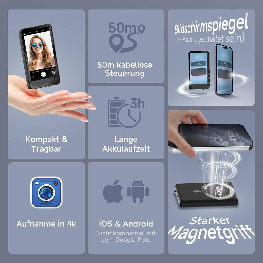 Selfie-Monitor fuer Smartphone kabellos mit Lautsprecher 4K Solo-Creator - Bild 4