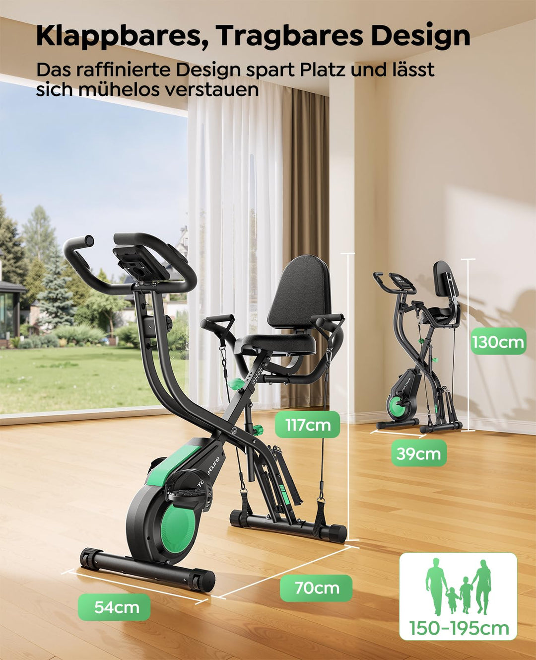 Ergometer klappbar 5-in-1 mit App 16 Stufen bis 140 kg - Bild 8