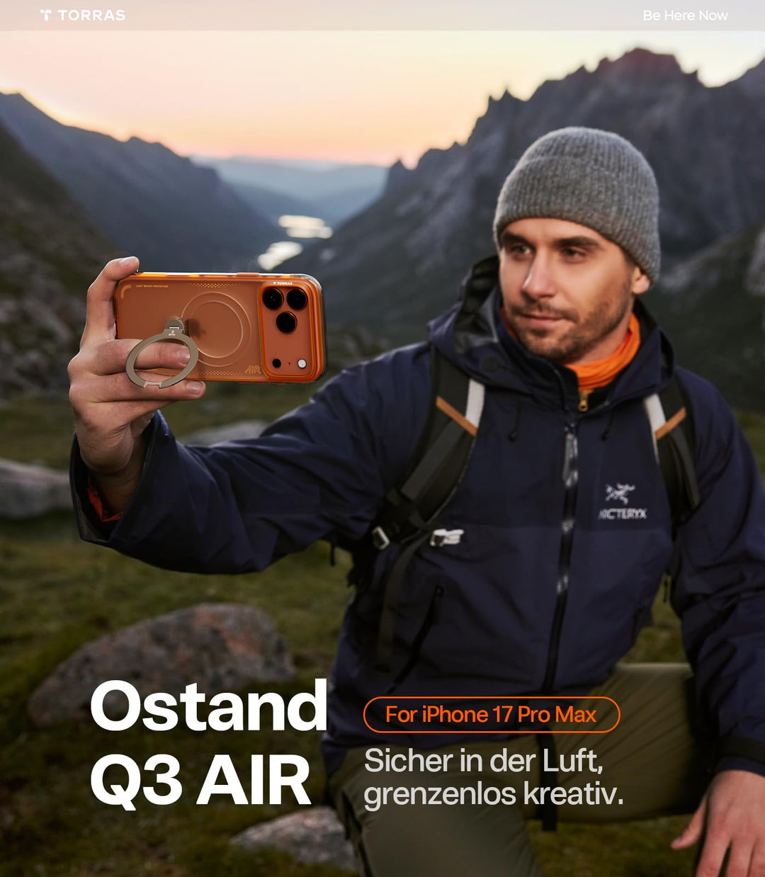 Handyhülle iPhone 17 Pro Max Airbag Matt Orange mit Magnetring - Bild 8