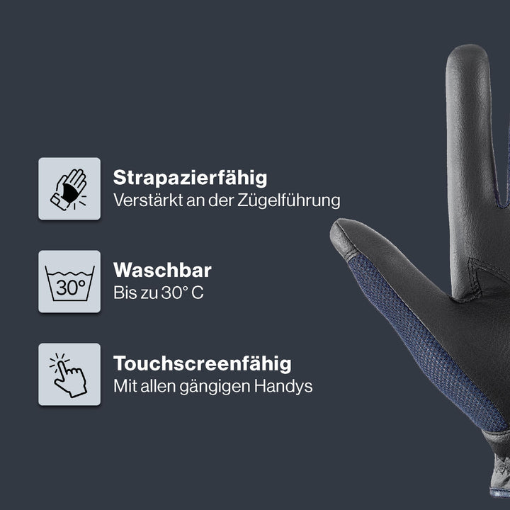 Reithandschuhe Kurzschnitt PU-Mesh touchscreenfähig Grösse 6 - Bild 3