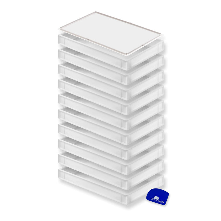 Pizzaballenbox 60x40x7,6 cm PE-HD stapelbar mit Teigschaber
