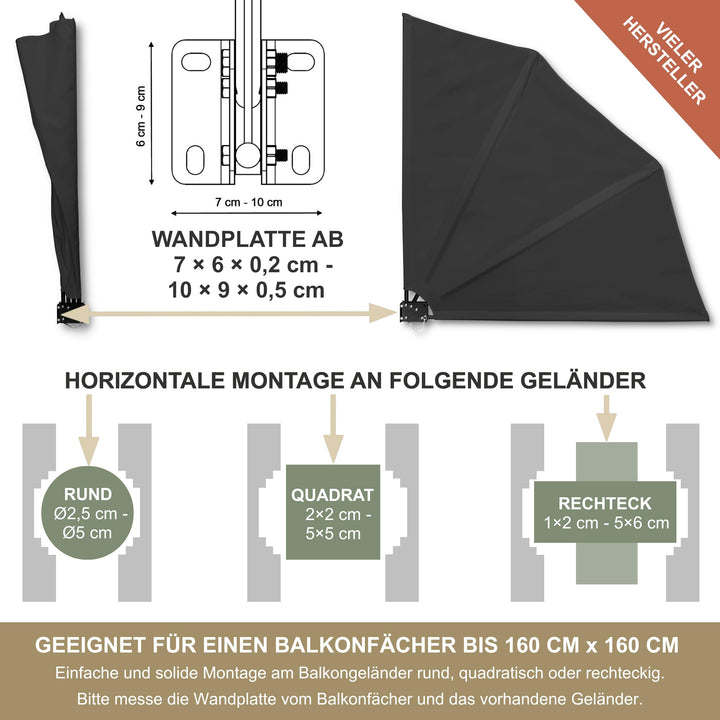 Balkonfächerhalter Edelstahl Klemmhalterung ohne Bohren für Geländer - Bild 5