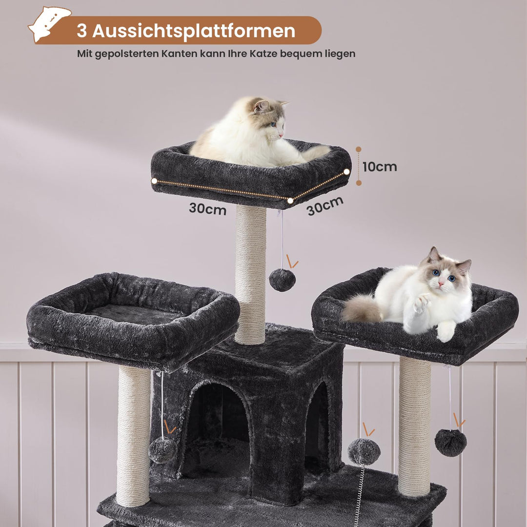 Katzenbaum XXL mit 3 Plattformen, 2 Höhlen und Sisalsäulen für grosse Katzen - Bild 3
