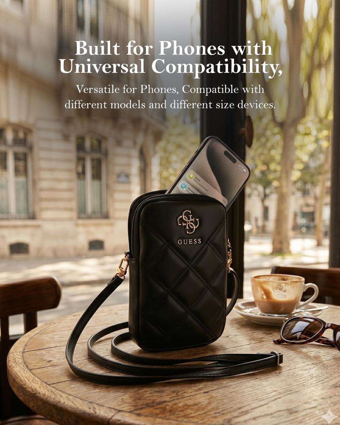 Handytasche Zip Quilted 4G Schwarz gesteppt mit Reissverschluss - Bild 3