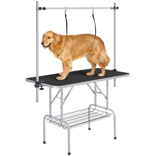 Hundepflegetisch klappbar MDF mit Halterung 2 Schlingen für grosse Hunde