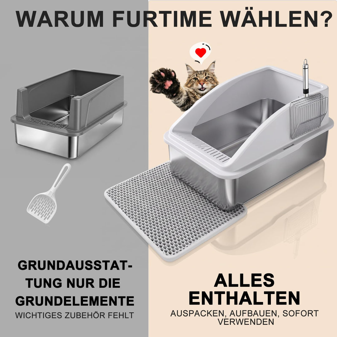 Katzenklo Edelstahl XL 58x37x28.5cm mit Siebmatte und Schaufel - Bild 3