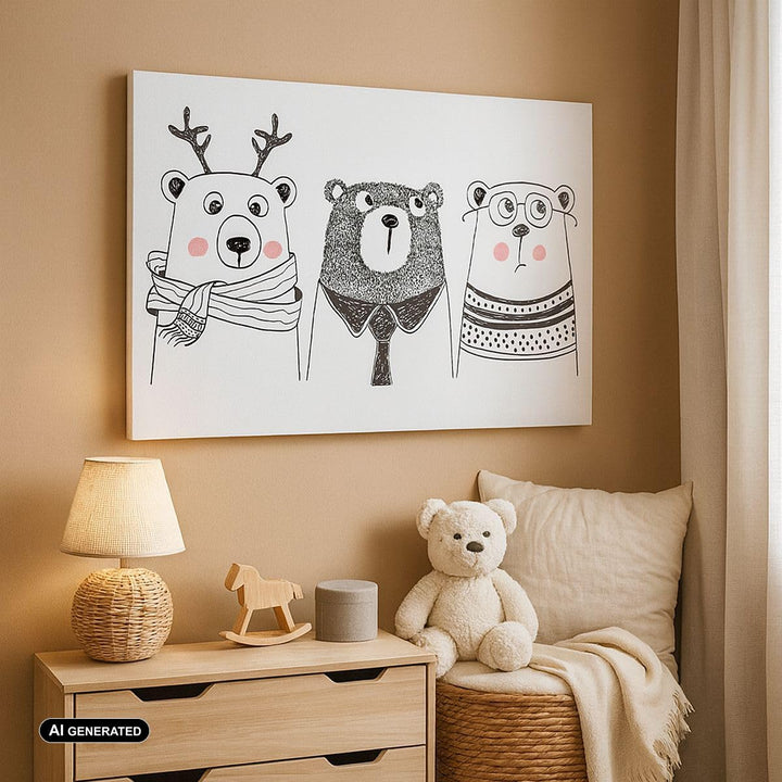 Leinwandbild Schwarz-Weiss Kinderzimmer Tiere 70x50 cm - Bild 4