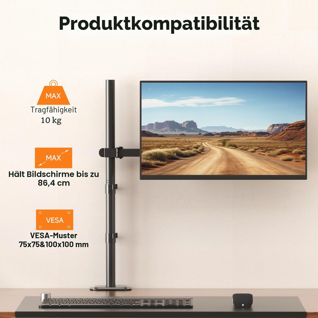 Monitorarm Standhalterung 800 mm hoch VESA 75/100 für 13–32 Zoll - Bild 5