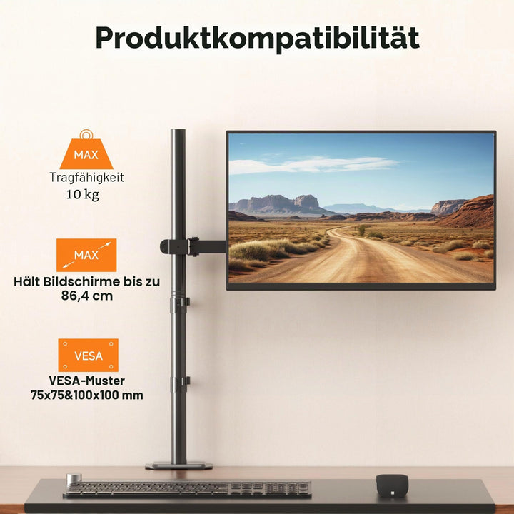 Monitorarm Standhalterung 800 mm hoch VESA 75/100 für 13–32 Zoll - Bild 5