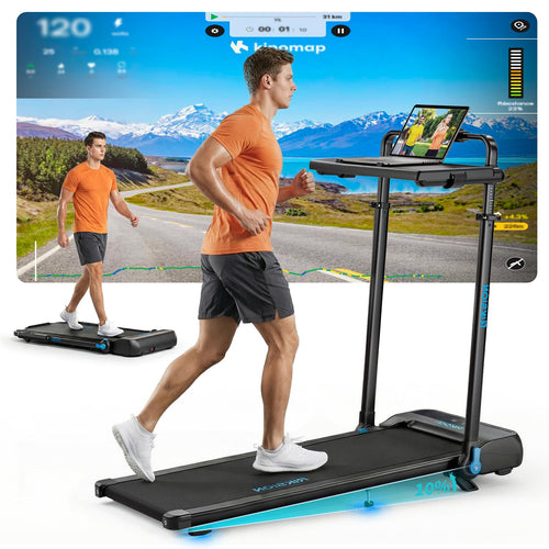 Laufband klappbar mit Schreibtisch 1–14 km/h Neigung App-Steuerung