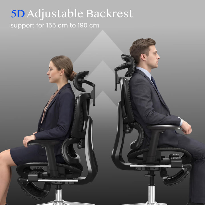 Ergonomischer Bürostuhl mit Fussstütze 3D-Armlehnen bis 136 kg - Bild 8