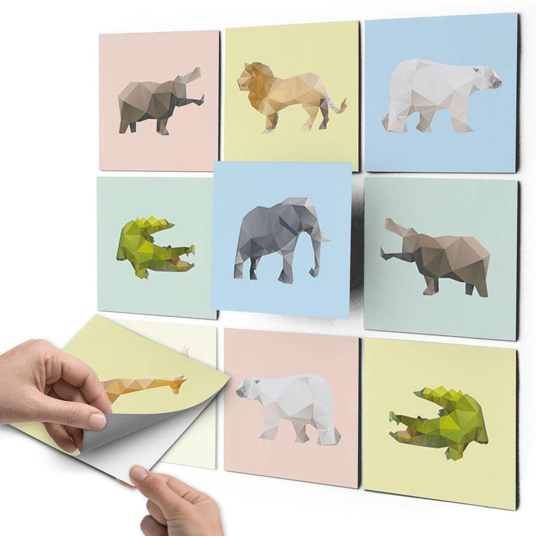 Fliesenaufkleber Origami Tiere selbstklebend 15x15 cm, 36 Stück