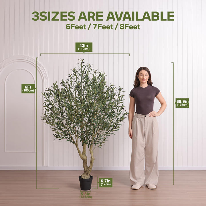 Künstlicher Olivenbaum 180 cm Seide mit Topf verstellbare Äste - Bild 2