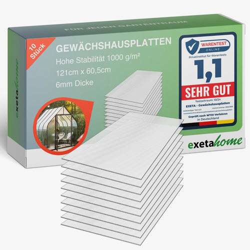 Polycarbonat Hohlkammerplatten 6mm UV-beständig 60,5x121cm 10er-Set