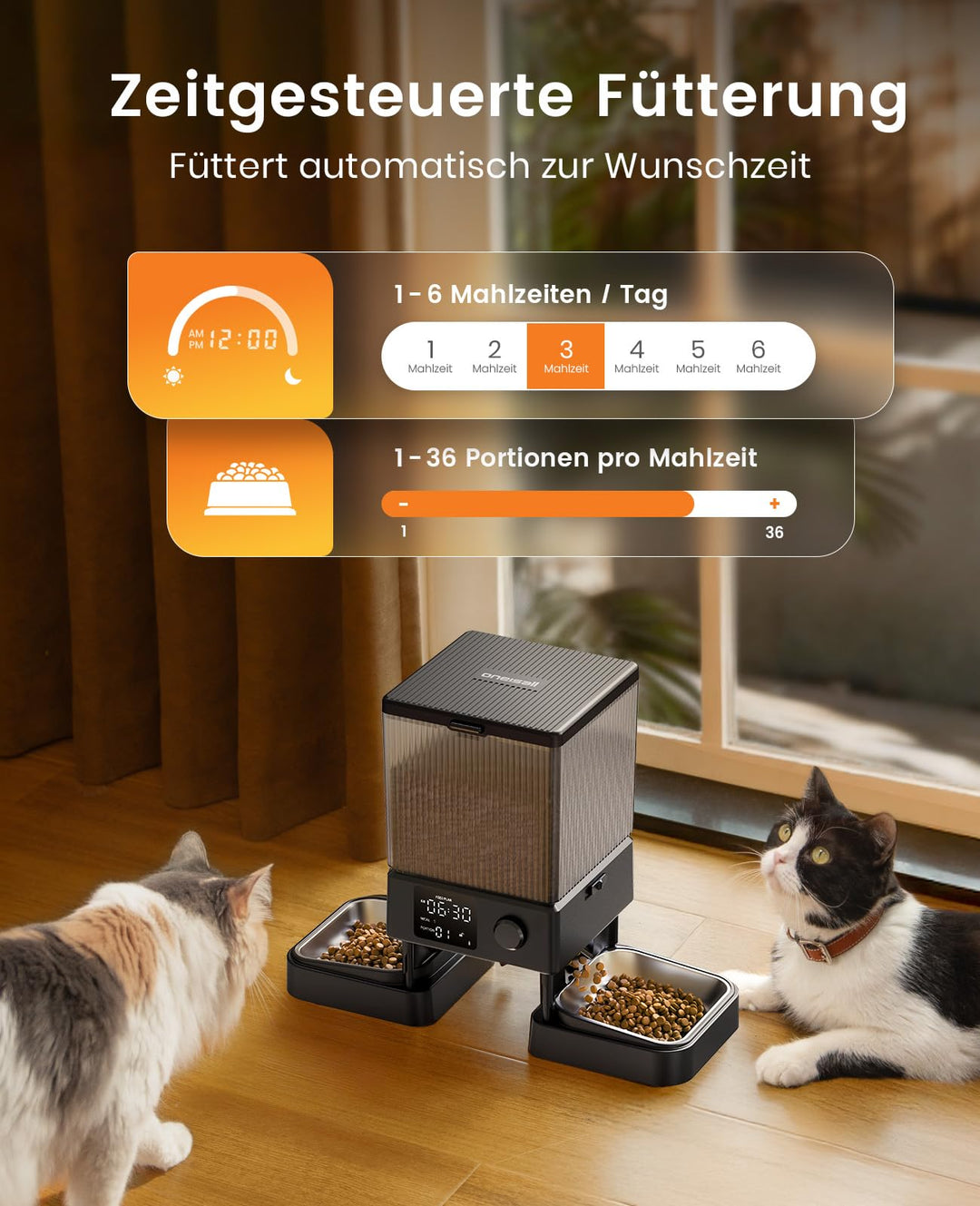 Futterautomat 2 Katzen 5L Trockenfutter mit Sprachaufzeichnung - Bild 6