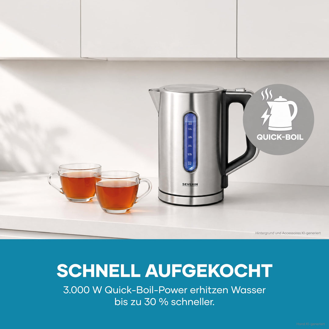 Wasserkocher 1,7 L Edelstahl 3000 W mit Temperaturwahl 40–100°C - Bild 6