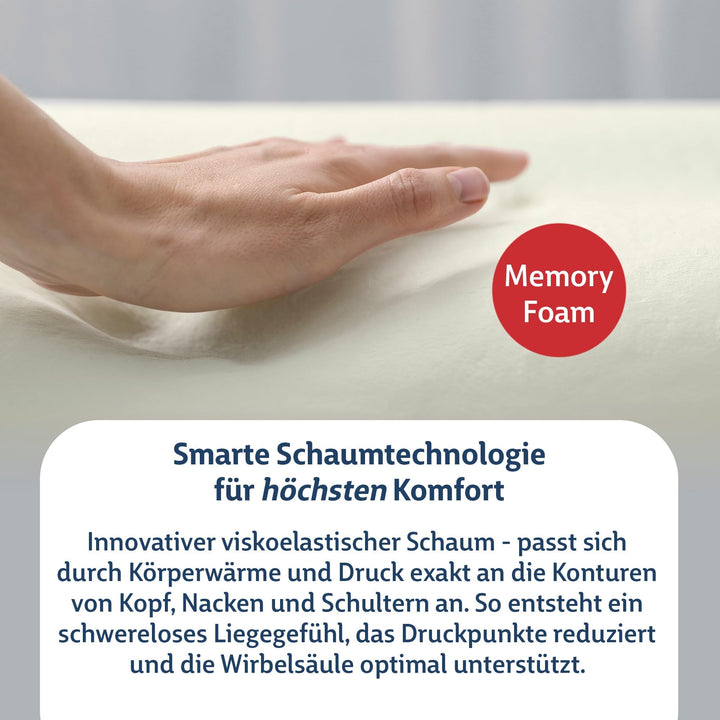Nackenstützkissen Viscoelastisch Memory Foam 70x36 cm für Rücken- und Seitenschläfer - Bild 5