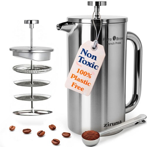 French Press Edelstahl 316 plastikfrei doppelwandig 1 Liter