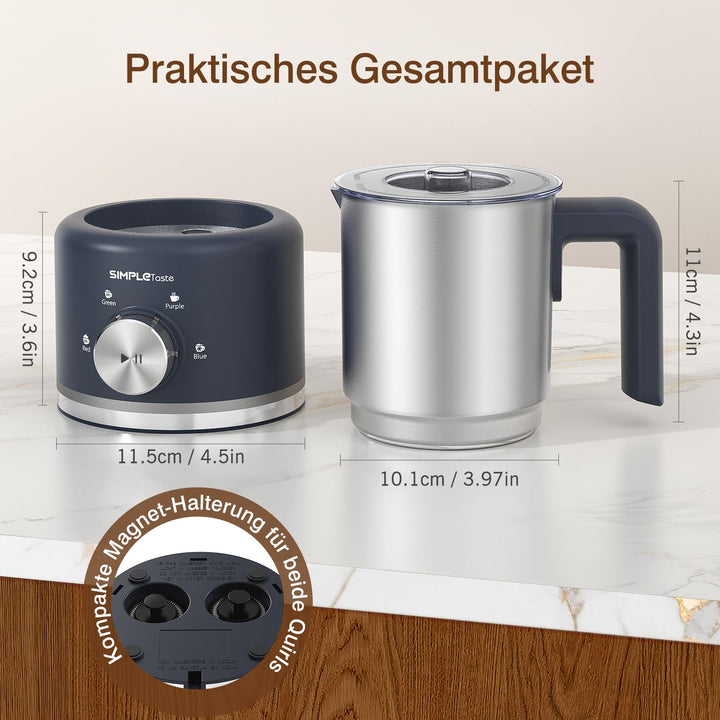 Milchaufschäumer elektrisch 4-in-1 Edelstahl 500ml Blau - Bild 6