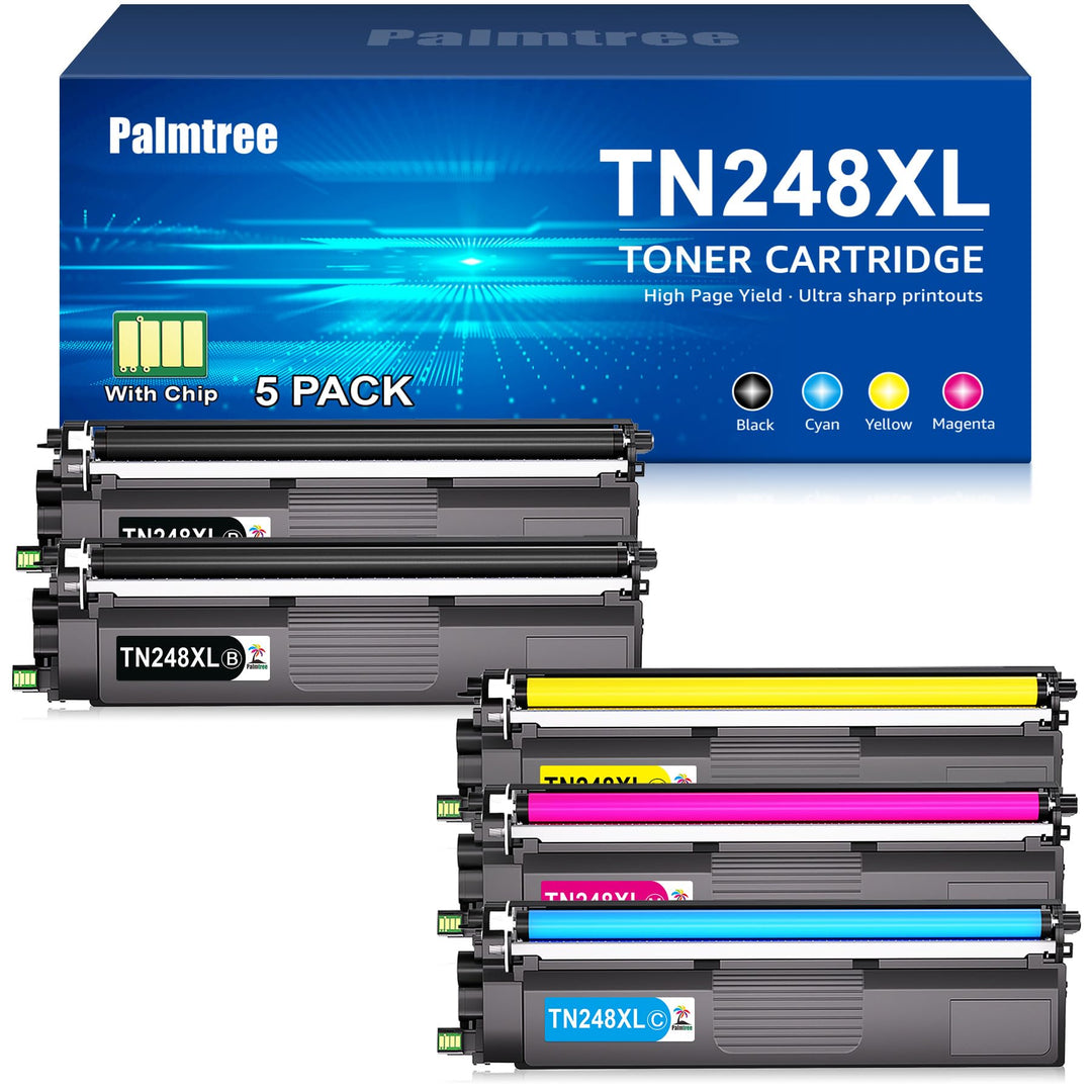Toner-Set TN248XL 5er-Pack Schwarz Cyan Gelb Magenta fuer Brother Farblaserdrucker