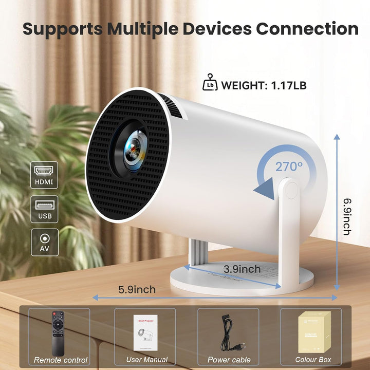 Mini Beamer Android 11 WiFi 6 Bluetooth 5.0 720p LCD 180° drehbar - Bild 12