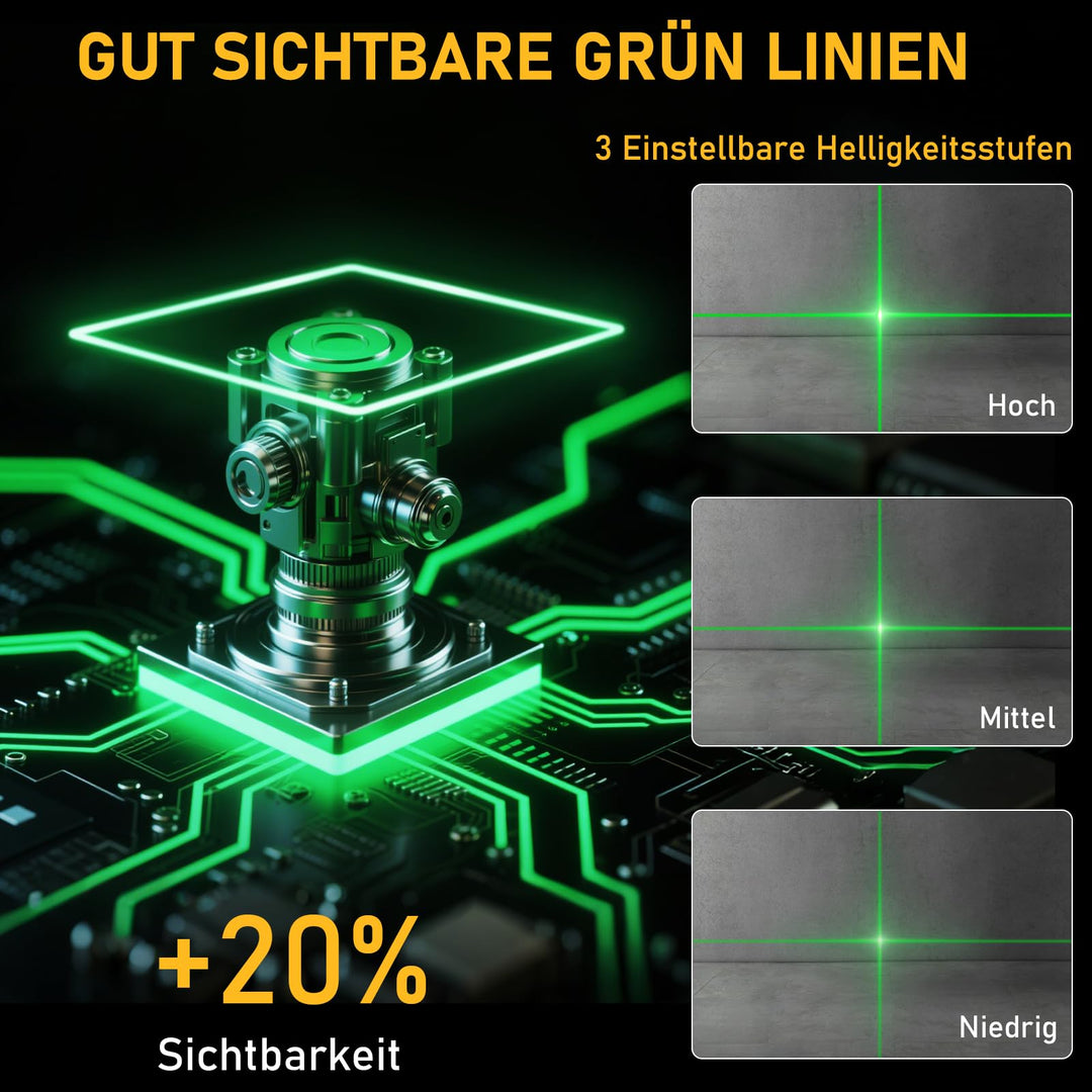 Kreuzlinienlaser 16 Linien 4D 360° selbstnivellierend mit Stativ - Bild 6