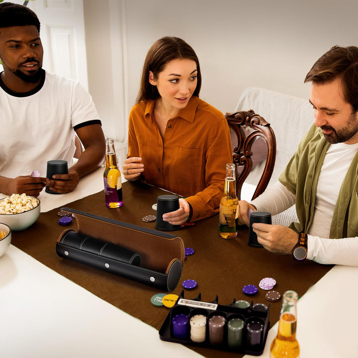 Würfelbecher Set 5er PU-Leder mit Etui für Partyspiele - Bild 6