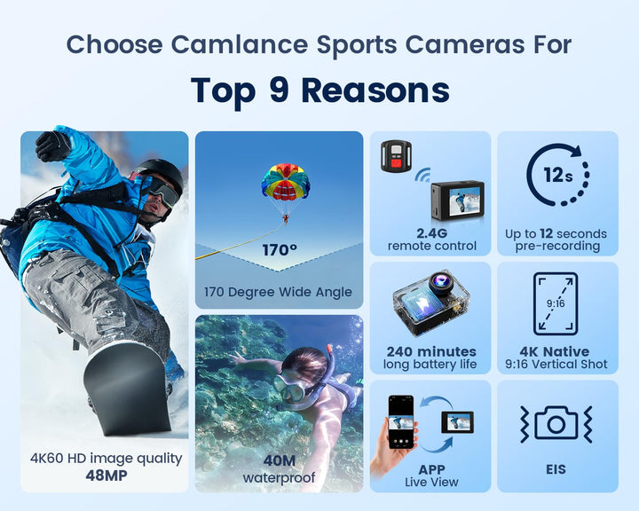 Action Cam 4K60FPS Wasserdicht 48MP mit 64GB Karte und Fernbedienung - Bild 5