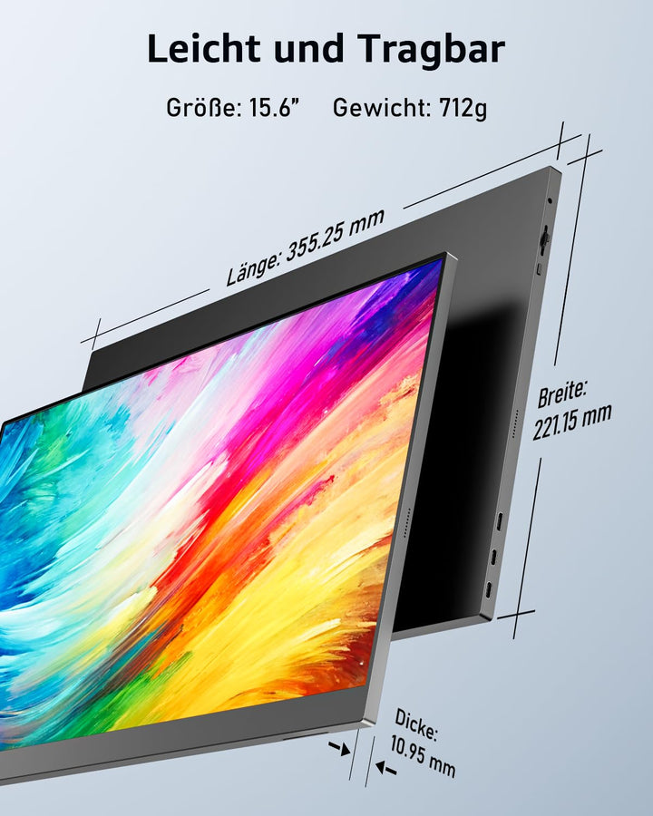 Tragbarer Monitor 15,6 Zoll Full HD IPS für Laptop und PC - Bild 2