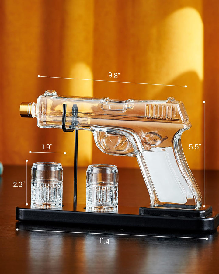 Whisky Karaffe Set mit 2 Gläsern und Holzständer, bleifreies Glas - Bild 2