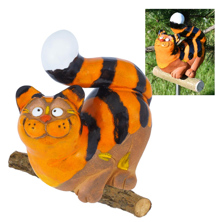 Gartenstecker Katze Keramik handgefertigt wetterfest 30 cm
