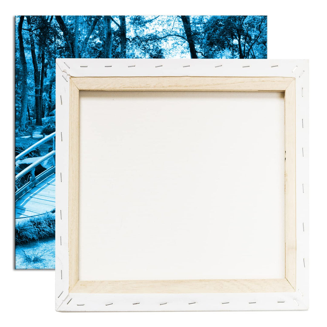 Leinwandbild Japanischer Garten Blau Monochrom 70x70 cm - Bild 6