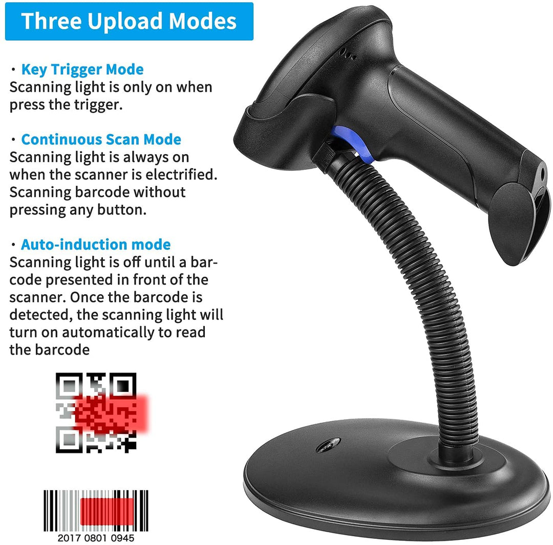 2D Barcode Scanner kabellos mit Ständer USB QR PDF417 Datenmatrix