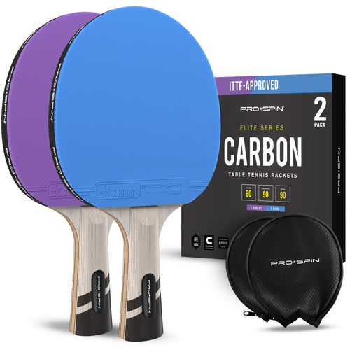 Tischtennisschläger Carbon 7-lagig ITTF-zugelassen 2er-Set mit Hülle