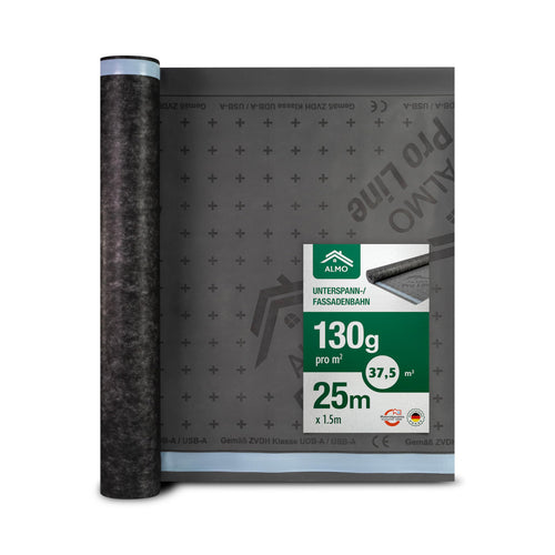 Unterspannbahn diffusionsoffen 130g/m² 1,5x25m anthrazit UV-beständig